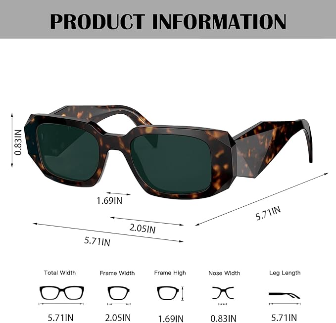 BUTABY Trendy Rectangle Sunglasses for Women Men Retro Sun Glasses Vintage Fashion Square Frame