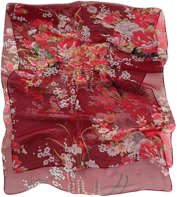 Pokeedioty Scarfs for Women Lightweight Fashion Scarves Elegant Floral Pattern Sheer Scarfs