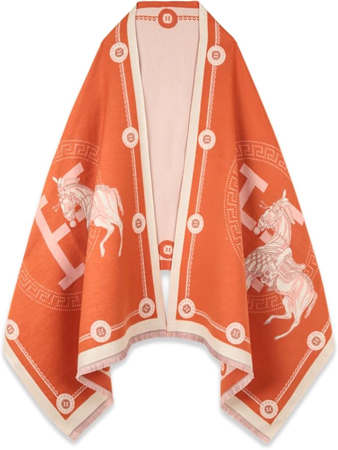 EXTREE Scarfs for Women Pashmina Silky Shawl Wrap for Evening Dressing Blanket Open Front Poncho Cape