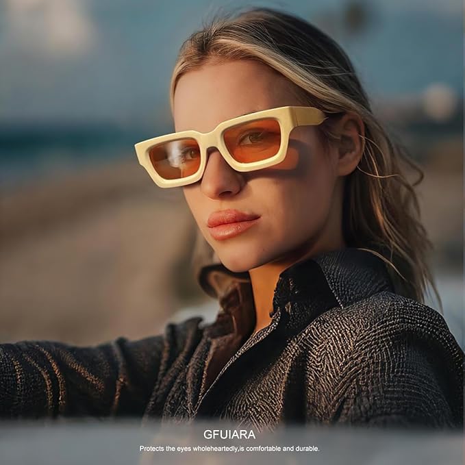 Trendy Square Sunglasses for Men Women Fashion Thick Rectangle Sun Glasses UV Protection Shades Designer Style