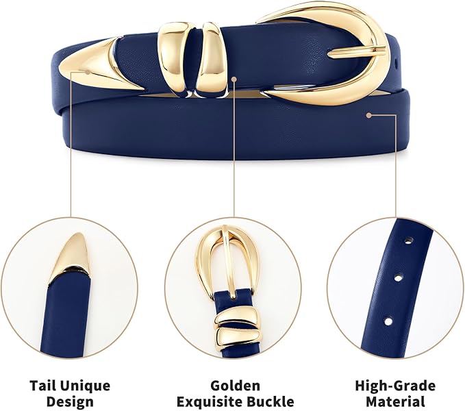 Black Leather Belt for Women Stylish Design with Gold Buckle Ladies Black Belt Perfect for Jeans Dresses