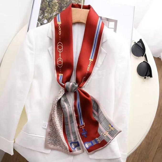 100% Mulberry Silk Ribbon Scarf for Hair Beach Head Wraps for Women Handbag accessories Necktie