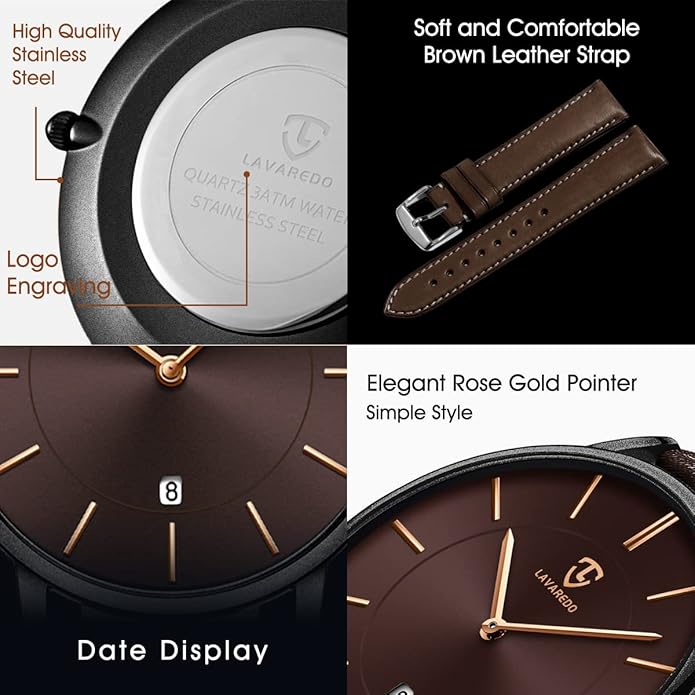BEN NEVIS Watch, Mens Watch, Minimalist Fashion Simple Wrist Watch Analog Date with Leather Strap