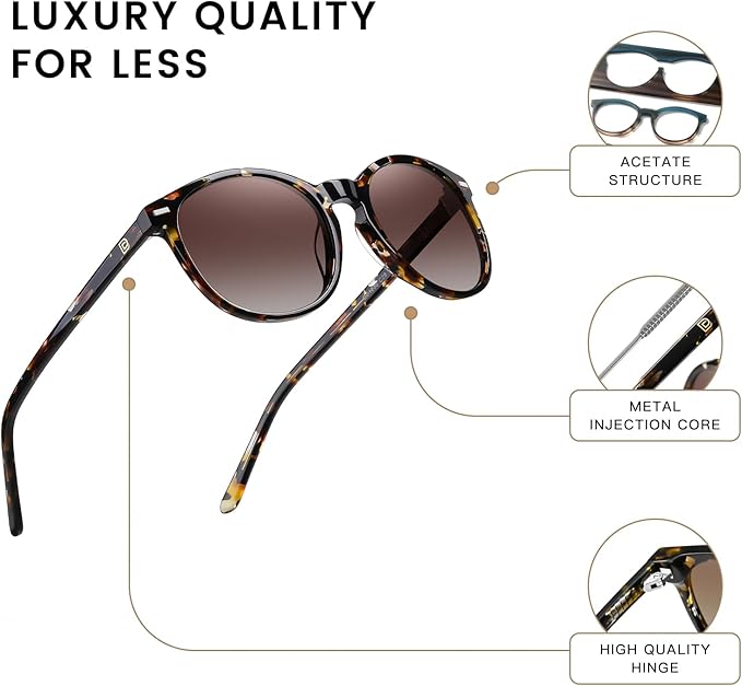 DUCO Polarized Sunglasses for Women Retro Round Women's Sunglasses Classic Vintage UV400 Shades DC1230