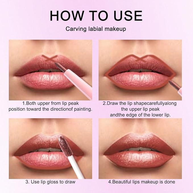 Kaely 2-in-1 Copper Metallic Lipstick and Lip Liner Makeup, Shimmer Liquid Metallic Lipsticks for Women, Glitter Lip Gloss Stain Long Lasting Waterproof Smudge Proof 24 Hour, Vegan & Cruelty-Free, 20