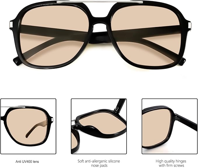 Retro Aviator Sunglasses for Women Men 2026 Square Top Bar Sun Glasses Sunnies 70s Lightweight Shades