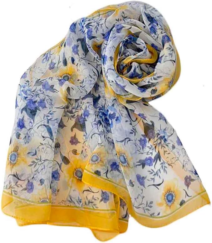 Pokeedioty Scarfs for Women Lightweight Fashion Scarves Elegant Floral Pattern Sheer Scarfs Sunscreen Shawls Wraps