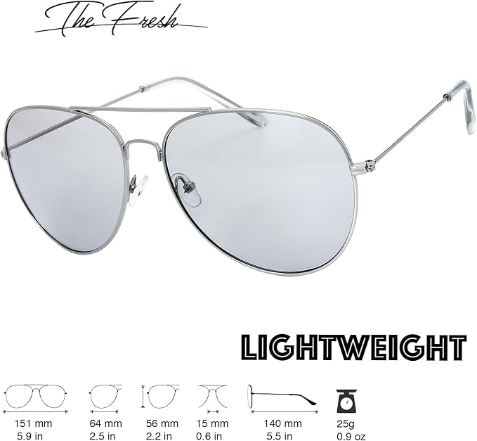 The Fresh Classic Aviator Frame Light Color Lens XL Oversized Sunglasses Gift Box