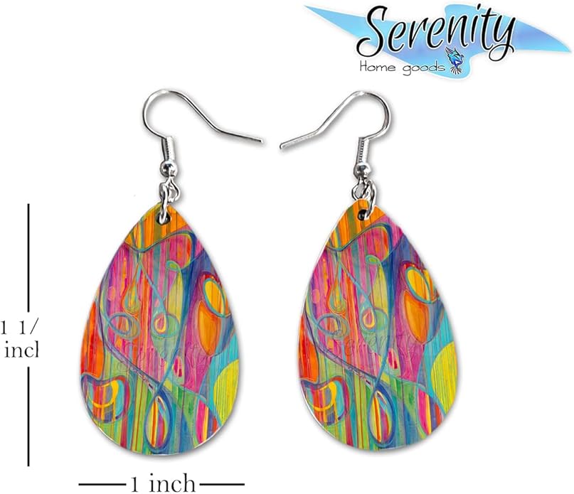 Maureen Claffy Artist Collection | Cut To The Light Teardrop Dangle Earrings Set | Colorful Abstract Earrings | Lightweight Boho Dangle Earrings for Women