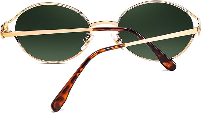 FEISEDY Retro Oval Small Sunglasses for Women Men 90s Trendy Classic Y2K Frame Round Shades UV400 Protection B9164