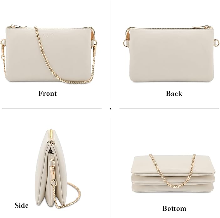 Wristlet Purses for Women, Vegan Leather Crossbody Evening Zip Clutch Bag with Strap | Vegan Leather, Evening, Zip, with Strap