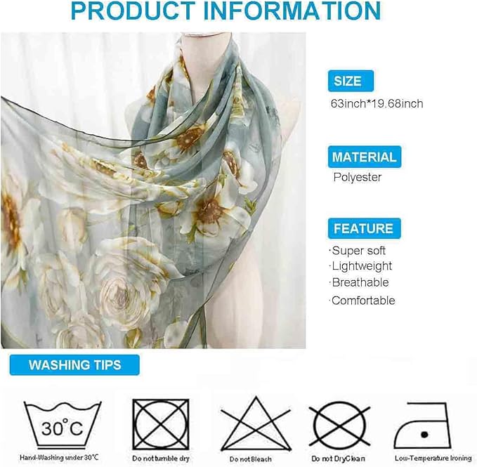 Xyueanlo Scarfs for Women Lightweight Fashion Floral Printed Scarves Neck Scarf Sunscreen Wraps Shawls