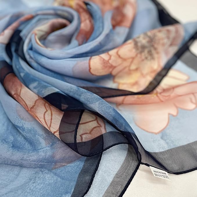 Pokeedioty Scarfs for Women Lightweight Fashion Scarves Elegant Floral Pattern Sheer Scarfs Sunscreen Shawls Wraps