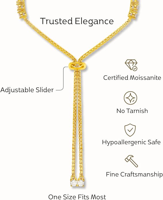 LOVE&LOVE Moissanite Tennis Bracelet for Women, Adjustable Bracelet 925 Sterling Silver 3/4mm D VVS1 Round Cut, Luxury Jewelry Gift for Wife Mom Girlfriend Birthday Anniversary
