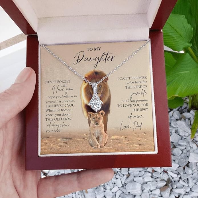 VIRAGIL To My Daughter Gift Necklace From Dad or Mom - Badass Daughter Jewelry With Heartfelt Message & Elegant Box