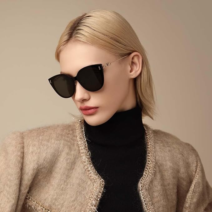 BOLON Women Fashion Oversized Cat Eye Polarized Sunglasses 61mm, Exclusive Eyewear Brand of EssilorLuxottica