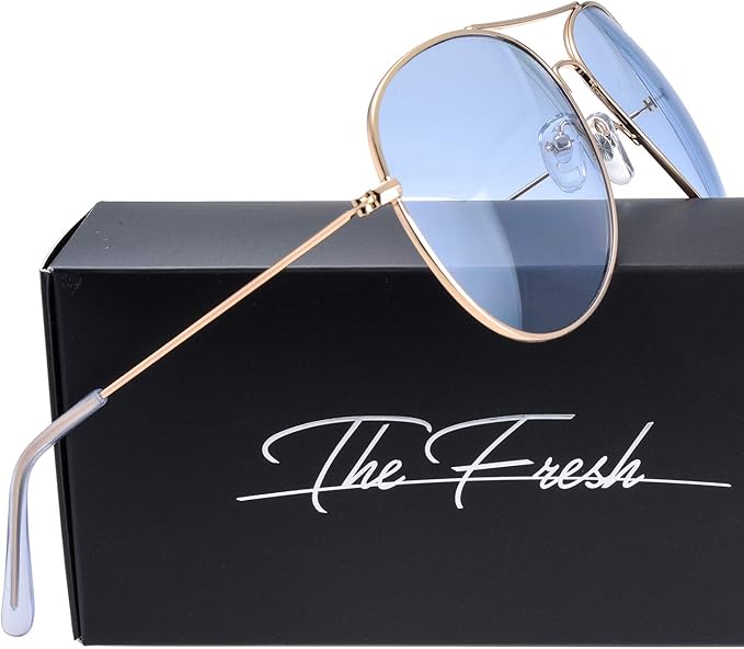 The Fresh Classic Aviator Frame Light Color Lens XL Oversized Sunglasses Gift Box