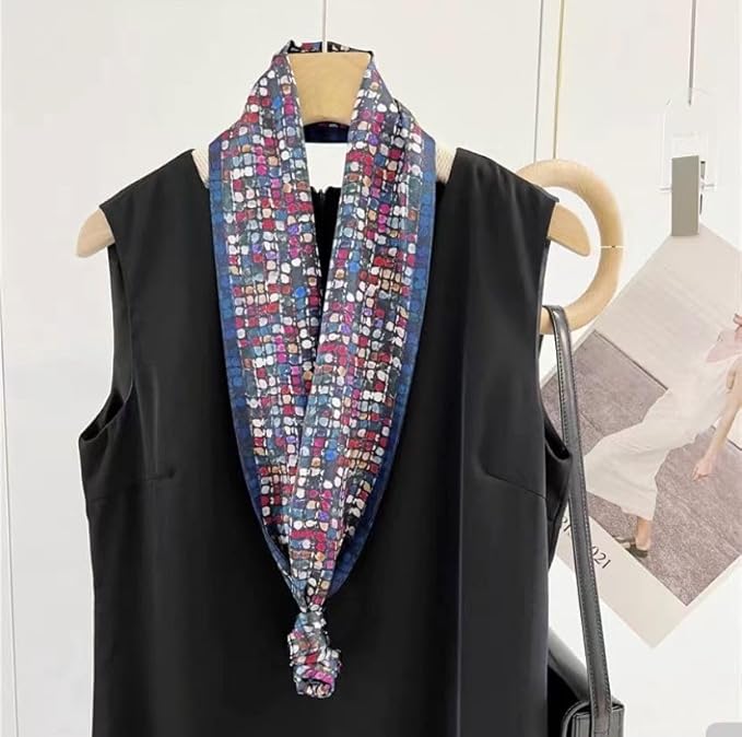 100% Mulberry Silk Ribbon Scarf for Hair Beach Head Wraps for Women Handbag accessories Necktie