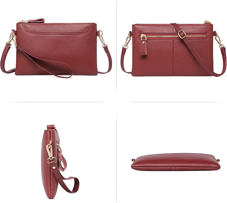 SENDEFN Leather Wristlet Clutch Small Women Crossbody Shoulder Bag Wallet Purses RIFD Card Slots