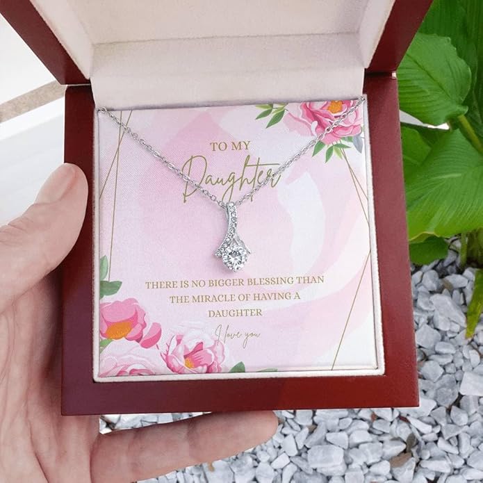 VIRAGIL To My Daughter Gift Necklace From Dad or Mom - Badass Daughter Jewelry With Heartfelt Message & Elegant Box