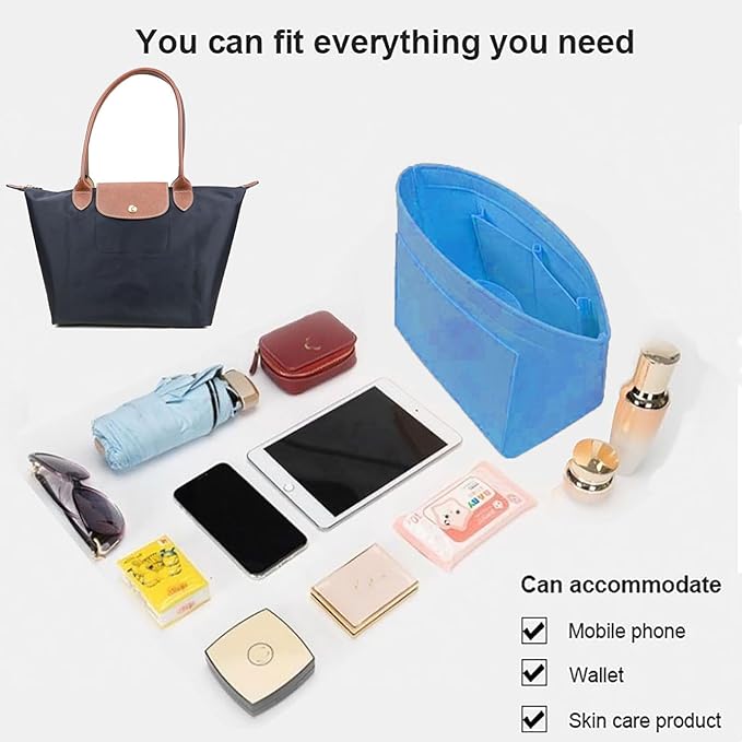 Lckaey bag Organizer Insert for longchamp le pliage organizer insert Handbags Organizer 1012French blue-S
