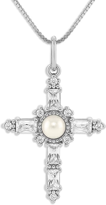 Milla 14K Gold Plated Cross Necklace for Women, Silver Cross Necklaces for Women, 18 inches Chain with Cross Pendant
