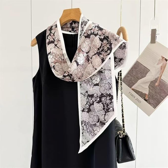 100% Mulberry Silk Ribbon Scarf for Hair Beach Head Wraps for Women Handbag accessories Necktie