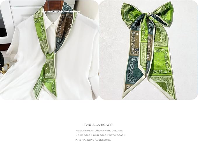 Livrerpi Silk Feeling Head Scarf Fashion Satin Hair Scarf Square Long Scarves for Women Gifts