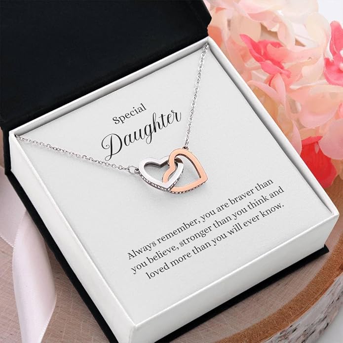 VIRAGIL To My Daughter Gift Necklace From Dad or Mom - Badass Daughter Jewelry With Heartfelt Message & Elegant Box