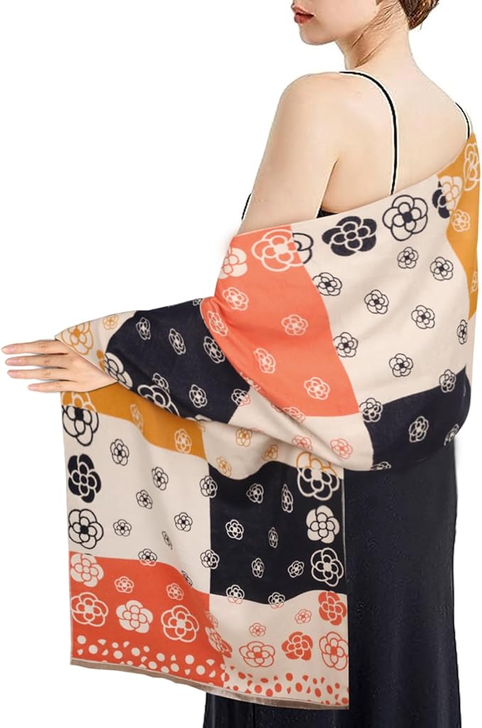 EXTREE Scarfs for Women Pashmina Silky Shawl Wrap for Evening Dressing Blanket Open Front Poncho Cape