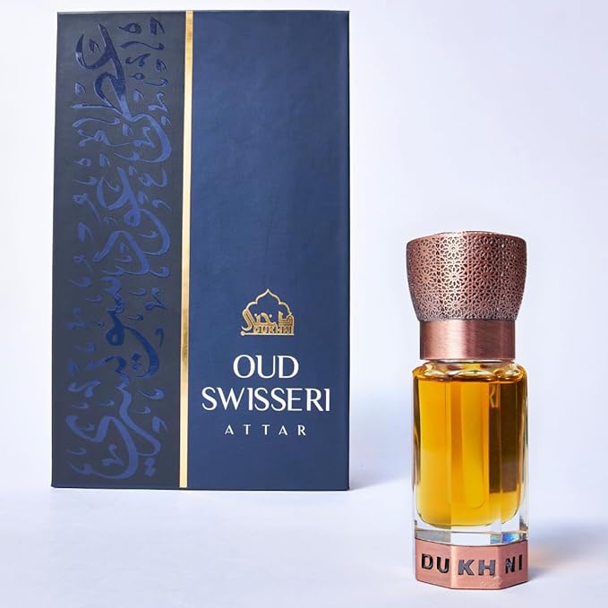 Dukhni Oud Swisseri Attar Oud for a Contemporary Consumer | Perfect for Ramadan & Eid gifts | Authentic Arabic Fragrance Oil | 100% Pure, Alcohol-Free, Halal | 1 bottle x 6ml | Arabian Perfume Oil
