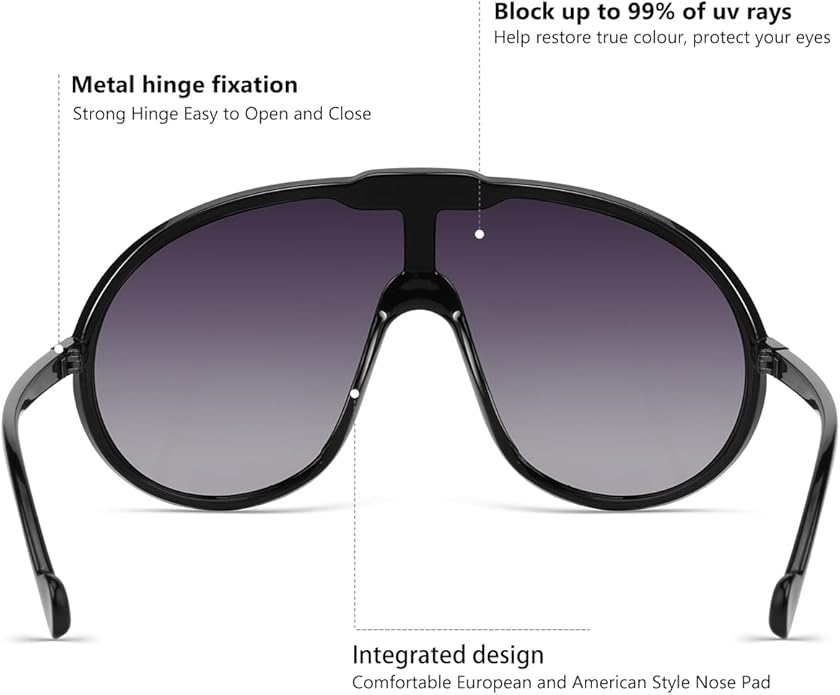 Trendy Oversized Sunglasses for Women Men Fashion Shield Aviator Sun Glasses UV400 Protection Goggles