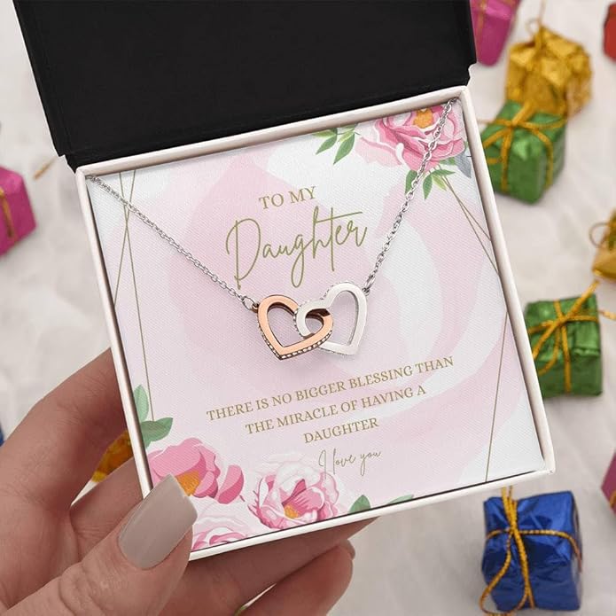 VIRAGIL To My Daughter Gift Necklace From Dad or Mom - Badass Daughter Jewelry With Heartfelt Message & Elegant Box