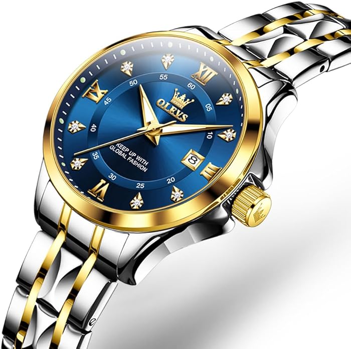 OLEVS Watch Women,Watches for Women,Luxury Casual Stainless Steel Women's Wrist Watches Classic Small Face Dress Analog Womens Watches with Date Easy to Read Waterproof Luminous Quartz Ladies Watches