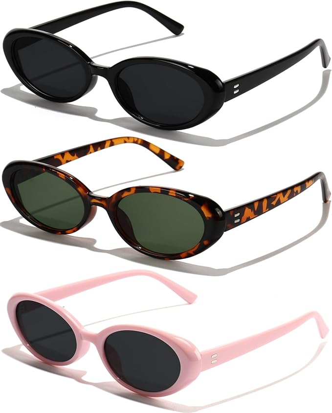 Oval Sunglasses for Women Men Fashion Small 90s Style Sun Glasses UV400