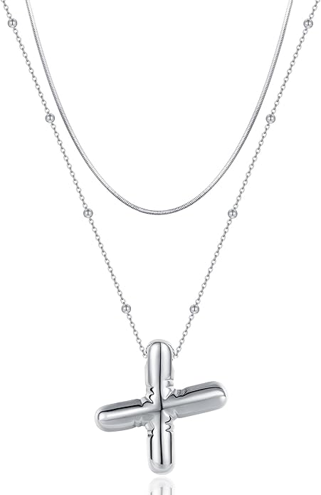 LUCA SMITH Initial Necklaces for Women, Dainty Balloon Bubble Letter, Name Letter Alphabet Pendant Layered Choker Chain Jewelry Gift