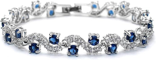 18K White gold Full Diamond Bracelet Paired with Pure Natural Moissanite Diamond Sapphire Shining and Brilliant Women's Versatile ﻿