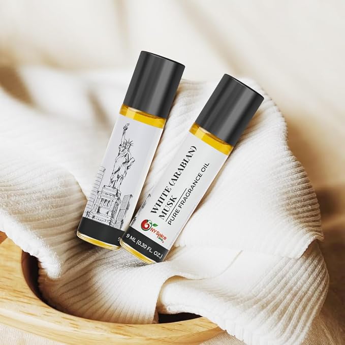 NY Spice Shop White Arabian Musk – Pack of 3 Smooth Aromatic Notes & Oil Based Perfume Blend – Natural Scent Essence with Refreshing Aroma Tone – Traditional Arabian Fragrance for Personal Scents