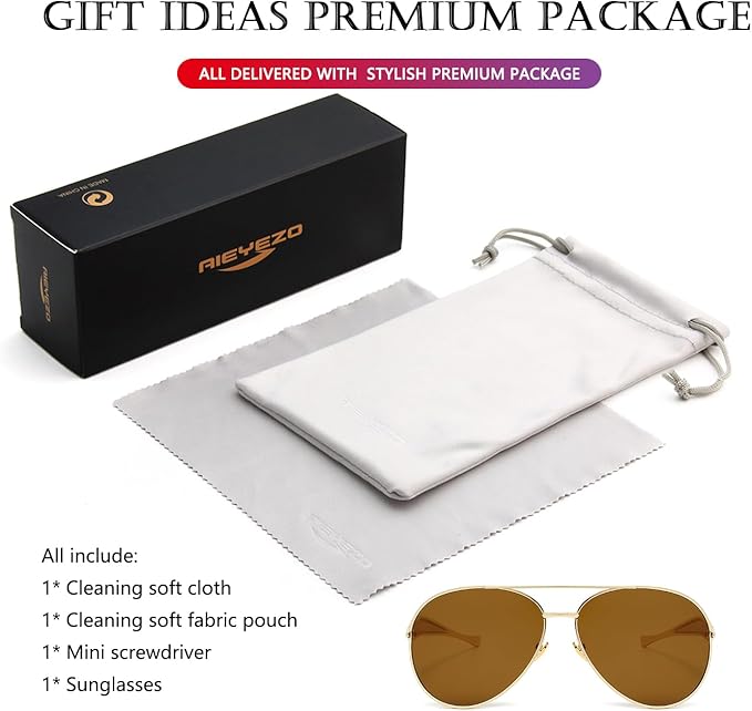 AIEYEZO Gold Aviator Sunglasses for Women Men Oversized Thick Frame Sun Glasses Fashion Retro Sardine Pilot Shades