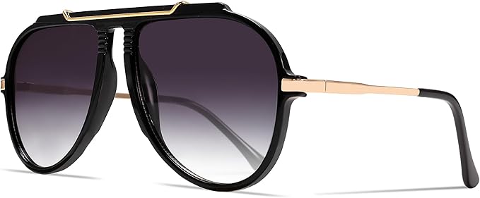 Oversized Aviator Sunglasses for Women Men 2026 70s Retro Gold Metal Sun Glasses Tangle Free Square Aviators