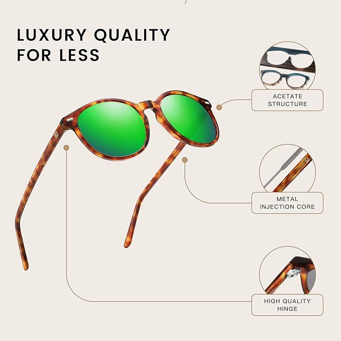DUCO Polarized Sunglasses for Women Retro Round Women's Sunglasses Classic Vintage UV400 Shades DC1230