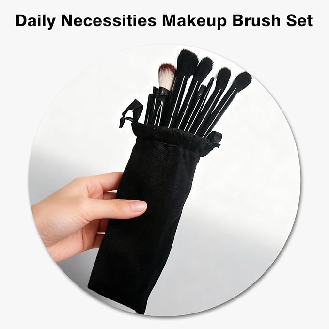 3-in-1 Black Waterproof Makeup Bag Set - Includes Travel Cosmetic Case, Daily Eyeshadow Brushes & Foldable Brush Cleaning Bowl, All-in-One Organizer for Beauty Lovers