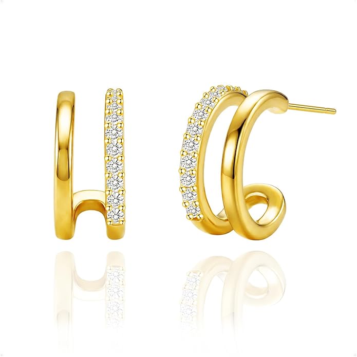 IMBOS Earrings for Women Trendy 14K Gold Stud Earrings Claw Earring Dainty Simple Minimalist Gold Earring Hypoallergenic Jewelry for Women Gifts