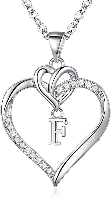 STORUP Gifts for Women Teen Girls - Heart Initial Necklaces for Women Girls, 14K-Gold-Plated Cubic Zirconia Initial A-Z Pendant Dainty Heart Necklaces for Teen Girl Jewelry Birthday Gifts