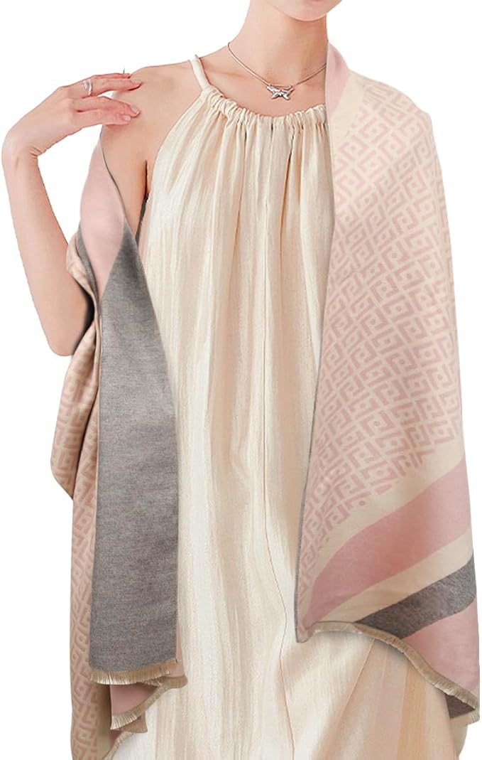 EXTREE Scarfs for Women Pashmina Silky Shawl Wrap for Evening Dressing Blanket Open Front Poncho Cape