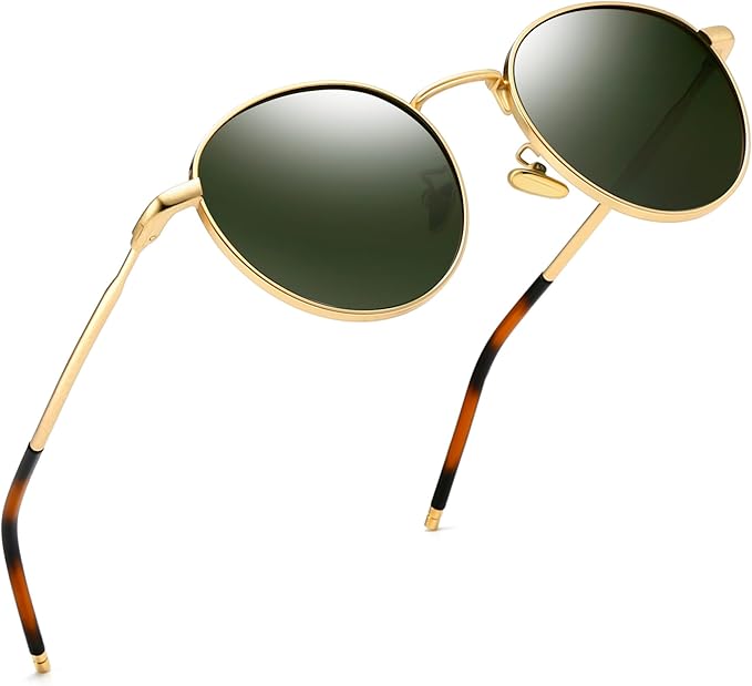 SUNGAIT Ponderable Metal Round Sunglasses for Men Women Classic Vintage Polarized Circle Sun Glasses