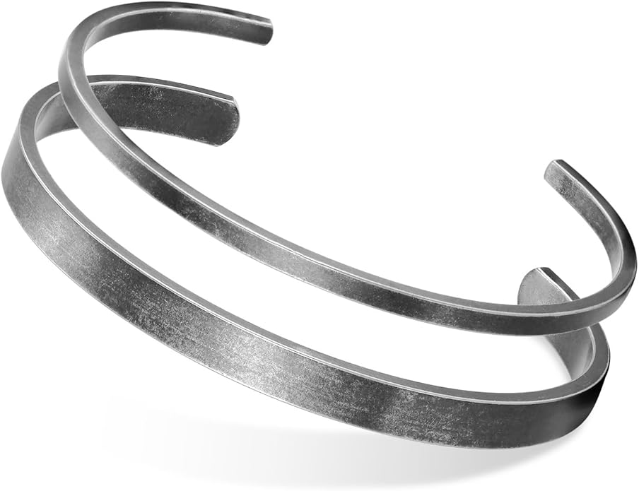 MEALGUET Stainless Steel Mens Cuff Bracelet : Minimal Cool Silver/Black/Gold Plated Open Metal Cuff Bangle Bracelets for Men,Mens Bracelet Jewelry Gift