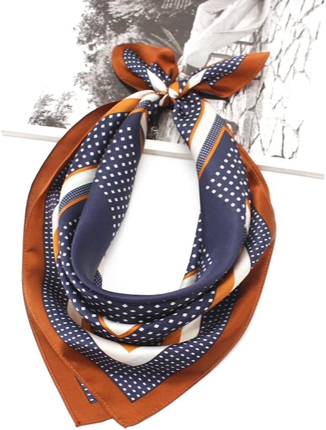 ANDANTINO 100% Real Mulberry Silk Scarf -21'' x 21''- Lightweight Neckerchief –Women Men Small Square Digital Printed Scarves