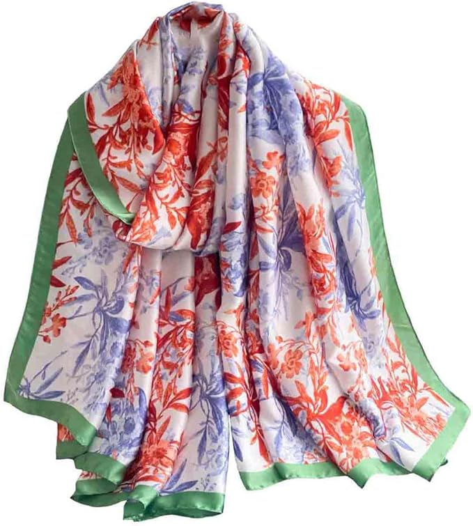 Pokeedioty Scarfs for Women Lightweight Head Scarf Fashion Scarves Elegant Floral Pattern Sunscreen Shawls and Wraps