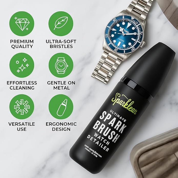 Sparkbrush Premium Watch Cleaner Kit - Ultimate Watch Cleaning Brush with Ultra-Fine Bristles - Watch Polishing Kit for All Metals - Premium Watch Cleaning Kit to Remove Dirt & Grime on Watches